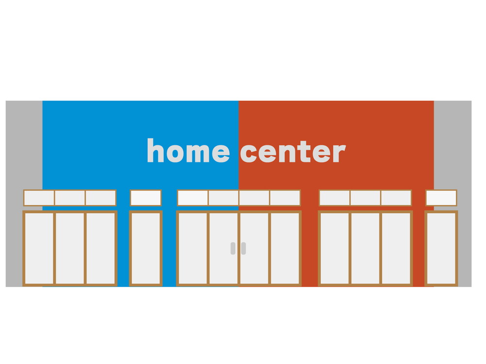 ホームセンターのイラスト-赤と青の外観