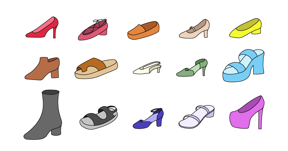 靴屋さんのイメージイラスト-色んな種類の靴